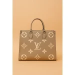 LV ONTHEGO MM TOTE BAG BEIGE CREAM MONOGRAM
