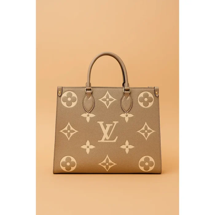 LV ONTHEGO MM TOTE BAG BEIGE CREAM MONOGRAM