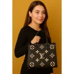 L.VUITTON ONTHEGO MM TOTE BAG BLACK & BEIGE