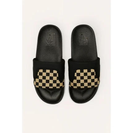 VANS OF THE WALL BLACK BEIGE CHECKER SLIDE