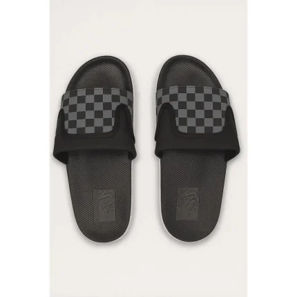 VANS OF THE WALL BLACK GREY CHECKER SLIDE