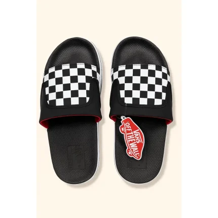 VANS OF THE WALL BLACK WHITE CHECKER SLIDE