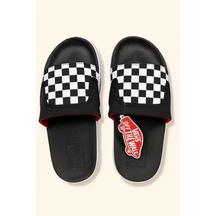VANS OF THE WALL BLACK WHITE CHECKER SLIDE