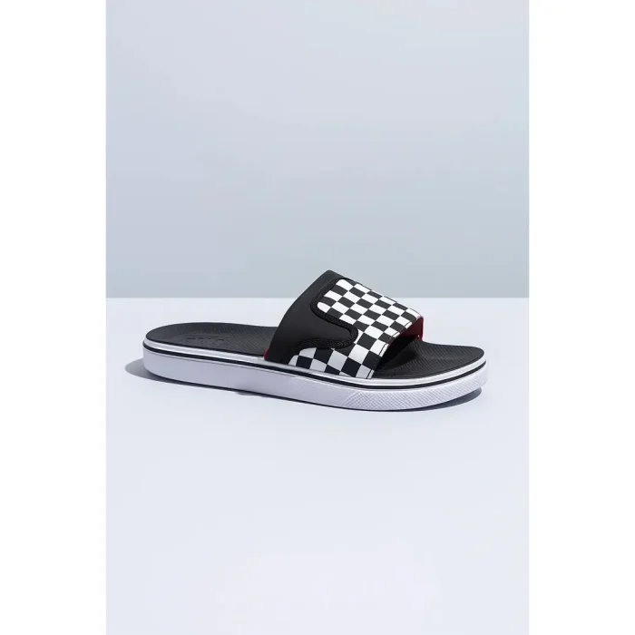 VANS OF THE WALL BLACK WHITE CHECKER SLIDE