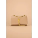 YSL KATE SAINT LAURENT BEIGE CROCODILE EMBOSSED GOLDEN TUSSEL