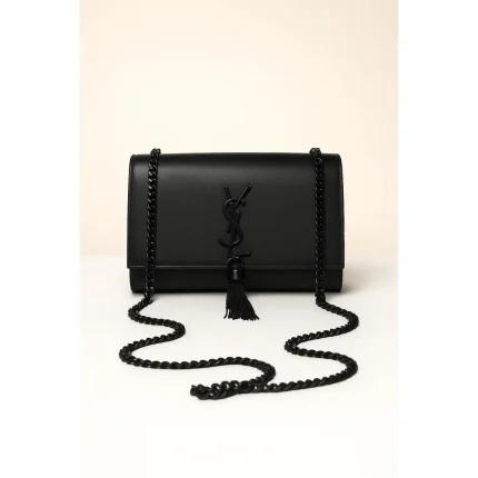 YSL KATE SAINT LAURENT ALL BLACK CROSS BODY BAG BLACK TUSSEL