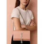 YSL KATE SAINT LAURENT PINK CROSS BODY BAG SILVER TUSSEL