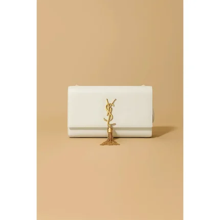 YSL KATE SAINT LAURENT WHITE CROSS BODY BAG GOLDEN TUSSEL