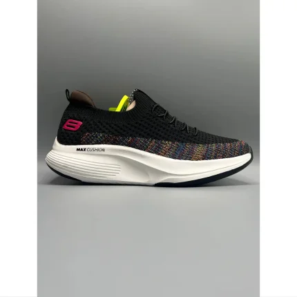 SKECHERS BLACK-WHITE MAX CUSHION WOMEN SHOES