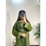 Olive Green Embroidered 2-Piece Suit