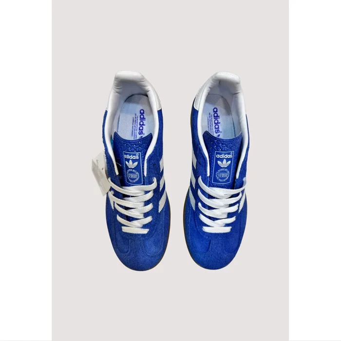 ADIDAS GAZELLE INDOOR INDIGO BLUE SUEDE WHITE WITH GOLDEN GUM SOLE