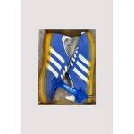 ADIDAS GAZELLE INDOOR INDIGO BLUE SUEDE WHITE WITH GOLDEN GUM SOLE