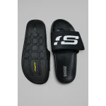 SKECHERS ALL BLACK HYPER BURST SLIDE WITH BOX