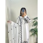 Premium White Cotton 3-Piece Embroidered Suit with Black Thread Work