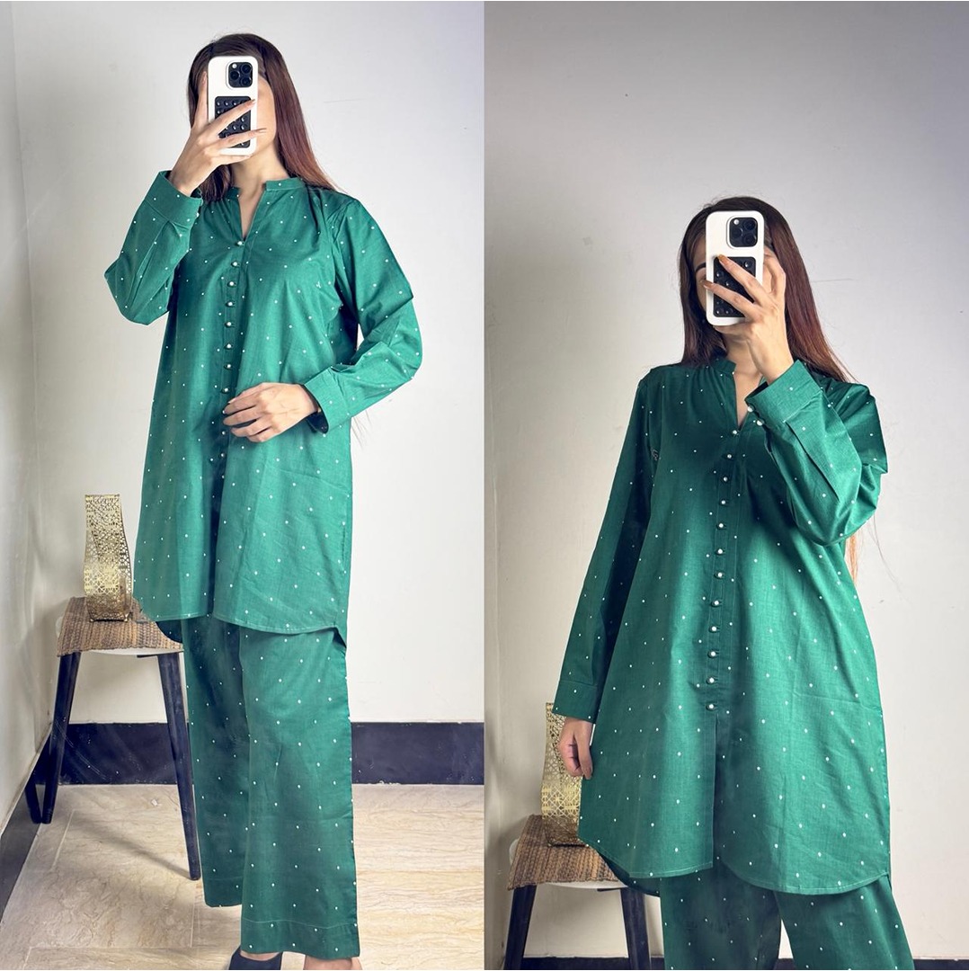 WhatsApp Image 2025-10-20 at 3.36.29 PM (1) Green Polka Dot Cords Set